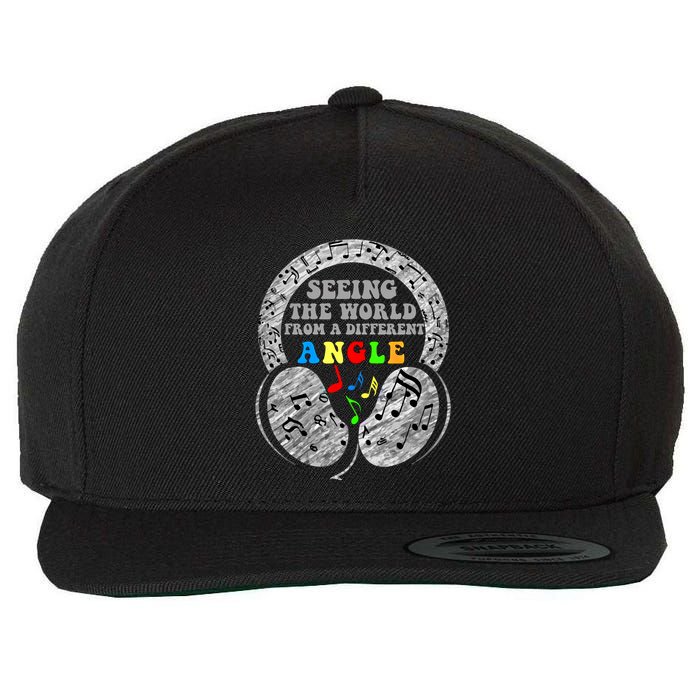 Autism Awareness Seeing The World From A Different Angle Gift Wool Snapback Cap
