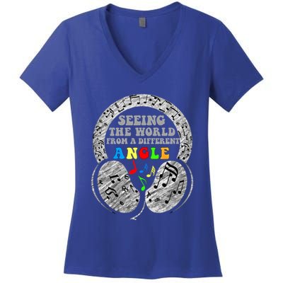 Autism Awareness Seeing The World From A Different Angle Gift Women's V-Neck T-Shirt