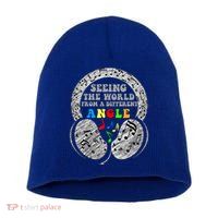 Autism Awareness Seeing The World From A Different Angle Gift Short Acrylic Beanie
