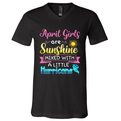 April Are Sunshine Mixed With A Little Hurricane V-Neck T-Shirt