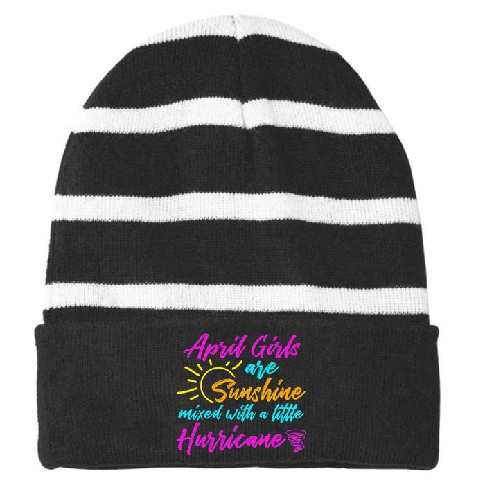 April Are Sunshine Birthday Birth Month Striped Beanie with Solid Band