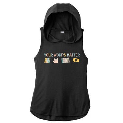 Aac Asl Speech Therapy Pathology Slp Aba Rbt Sign Language Ladies PosiCharge Tri-Blend Wicking Draft Hoodie Tank