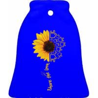 Asl American Sign Language Sunflower Share The Love Funny Gift Ceramic Bell Ornament