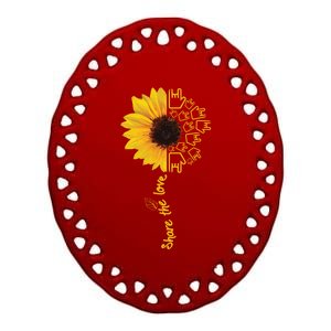 Asl American Sign Language Sunflower Share The Love Funny Gift Ceramic Oval Ornament