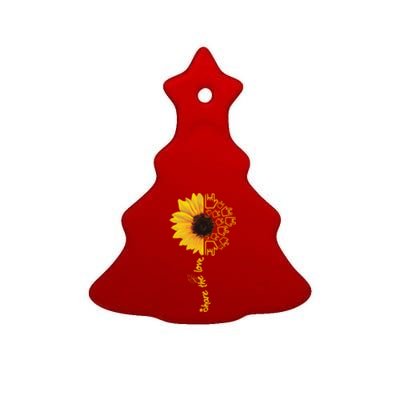 Asl American Sign Language Sunflower Share The Love Funny Gift Ceramic Tree Ornament