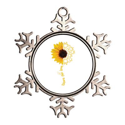 Asl American Sign Language Sunflower Share The Love Funny Gift Metallic Star Ornament