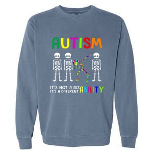 Autism Awareness Skeleton Different Ability Gift Gift Garment-Dyed Sweatshirt