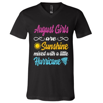 August Are Sunshine Mixed With A Little Hurricane V-Neck T-Shirt