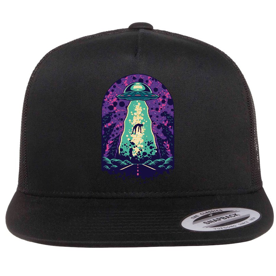 Alien Abduction Space Flat Bill Trucker Hat