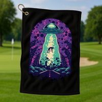 Alien Abduction Space Golf Towel