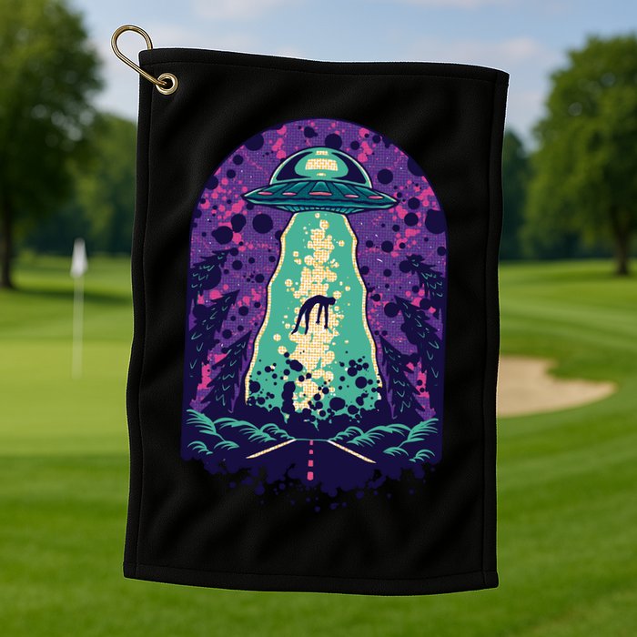 Alien Abduction Space Golf Towel