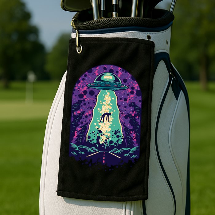 Alien Abduction Space Golf Towel