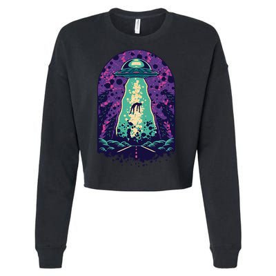 Alien Abduction Space Cropped Pullover Crew