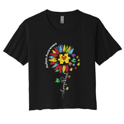 Autism Awareness Sunflower Choose Kind Autistic Mom Gift Crop Top