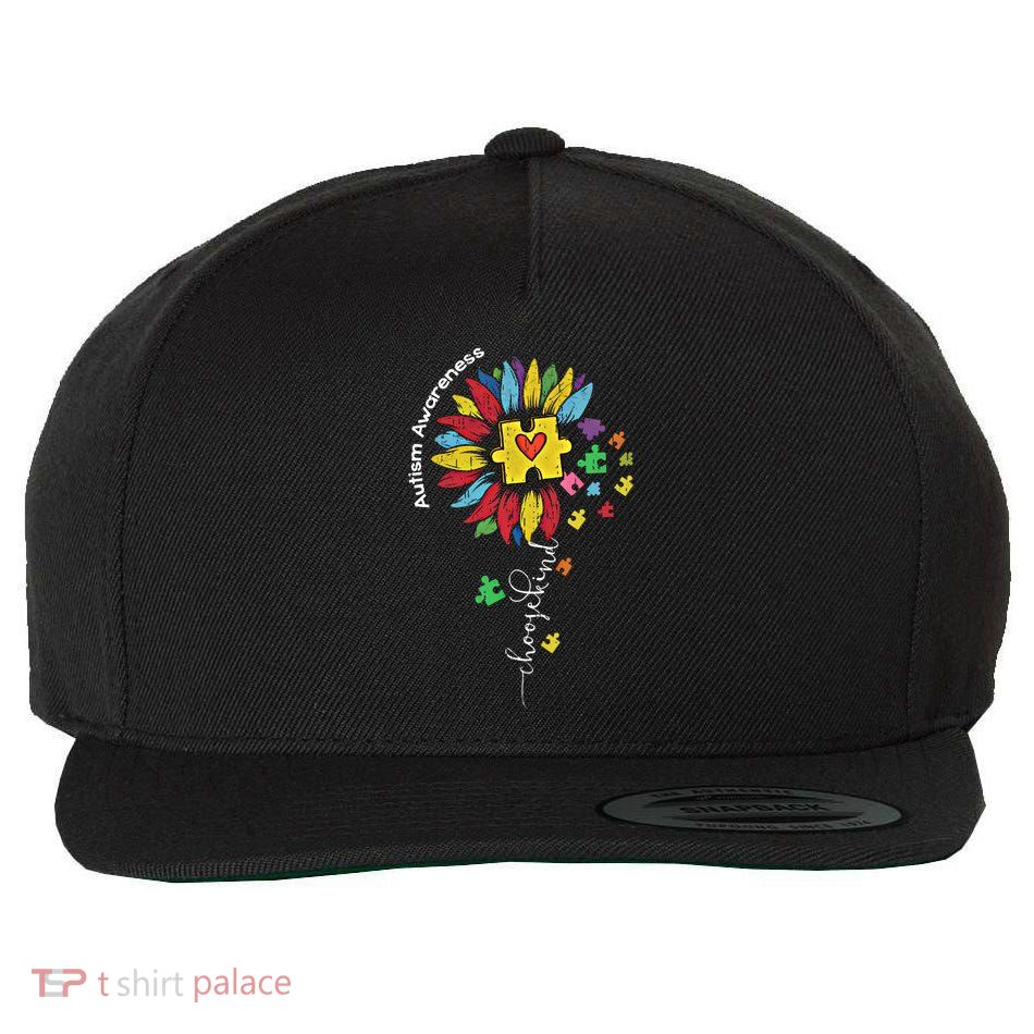 Autism Awareness Sunflower Choose Kind Autistic Mom Gift Wool Snapback Cap