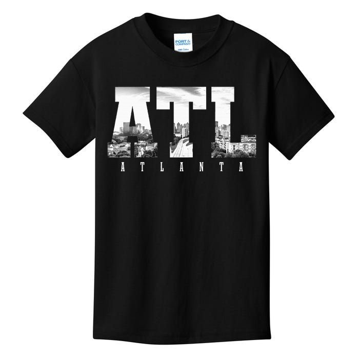 Atl Atlanta Skyline Pride Black & White Vintage Georgia Kids T-Shirt