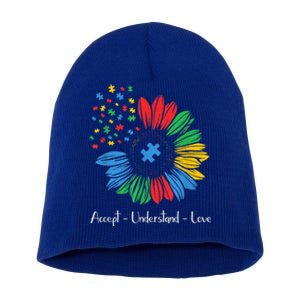 Autism Awareness Sunflower Accept Understand Love Wo kid Short Acrylic Beanie