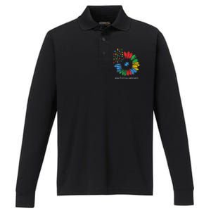 Autism Awareness Sunflower Accept Understand Love Wo kid Performance Long Sleeve Polo