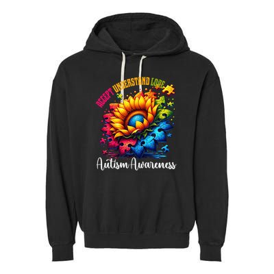 Autism Awareness Sunflower Autism Sunflower Garment-Dyed Fleece Hoodie