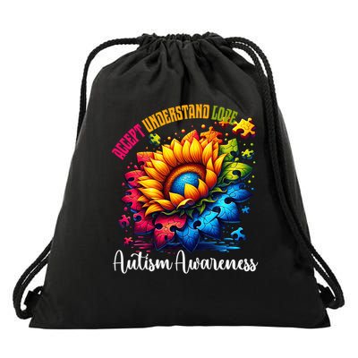 Autism Awareness Sunflower Autism Sunflower Drawstring Bag