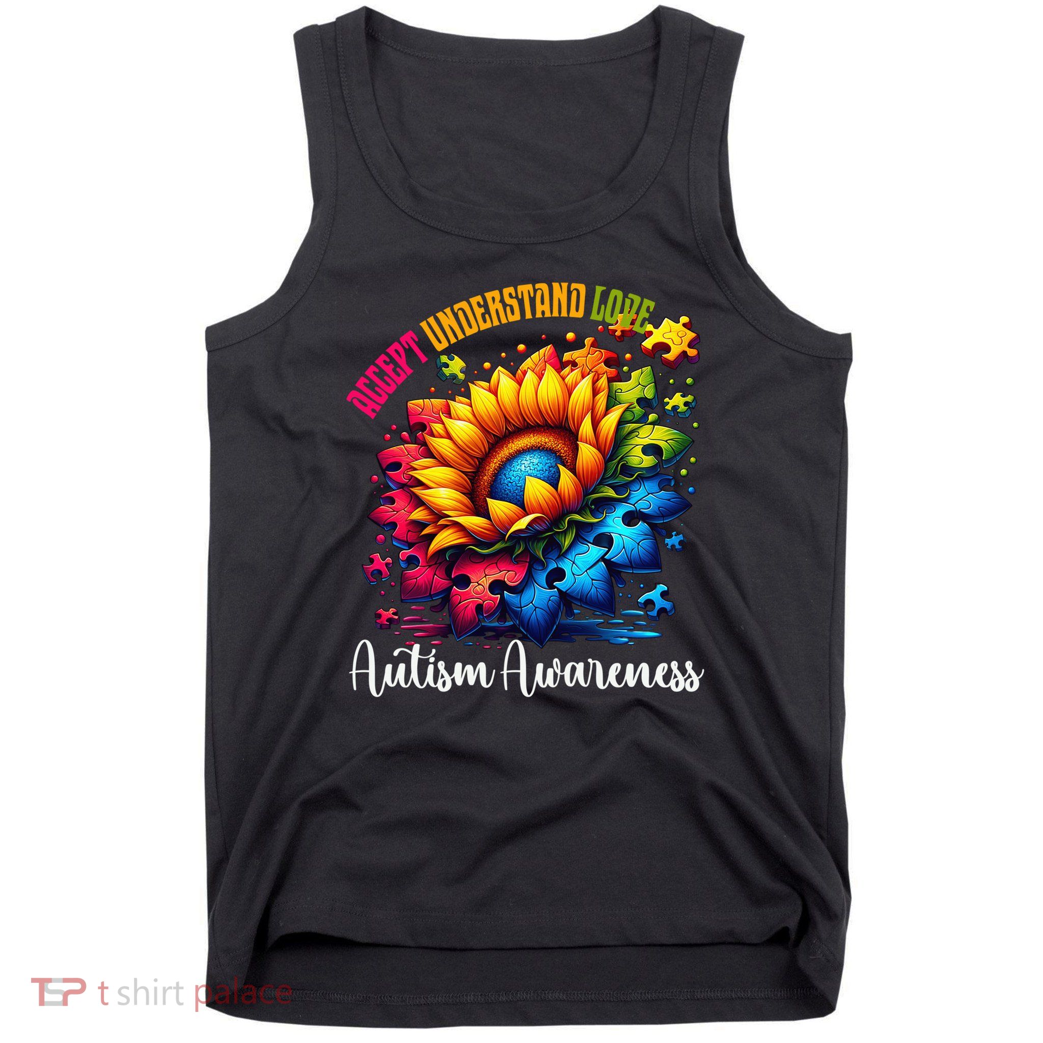 Autism Awareness Sunflower Autism Sunflower Tank Top