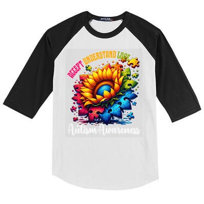 Autism Awareness Sunflower Autism Sunflower Kids Colorblock Raglan Jersey