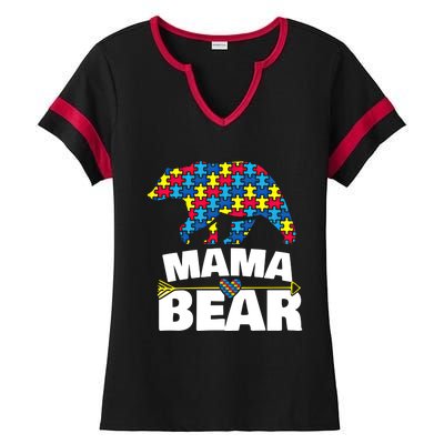 Autism Awareness S Aspergers Mama Bear Mom Gift Cool Gift Ladies Halftime Notch Neck Tee