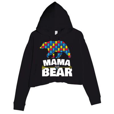 Autism Awareness S Aspergers Mama Bear Mom Gift Cool Gift Crop Fleece Hoodie