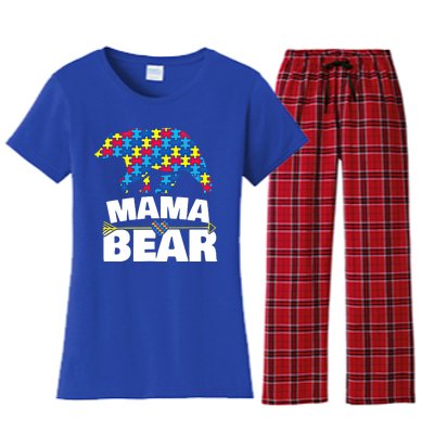 Autism Awareness S Aspergers Mama Bear Mom Gift Cool Gift Women's Flannel Pajama Set