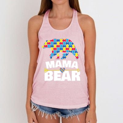 Autism Awareness S Aspergers Mama Bear Mom Gift Cool Gift Women's Knotted Racerback Tank