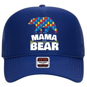 Autism Awareness S Aspergers Mama Bear Mom Gift Cool Gift High Crown Mesh Back Trucker Hat