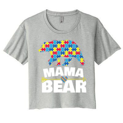 Autism Awareness S Aspergers Mama Bear Mom Gift Cool Gift Women's Crop Top Tee