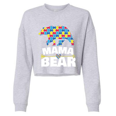 Autism Awareness S Aspergers Mama Bear Mom Gift Cool Gift Cropped Pullover Crew