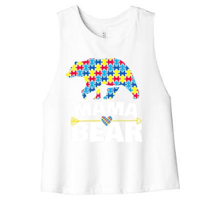 Autism Awareness S Aspergers Mama Bear Mom Gift Cool Gift Women's Racerback Cropped Tank