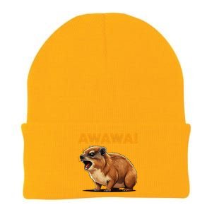 Awawa! Angry Screaming Hyrax Meme Retro Knit Cap Winter Beanie