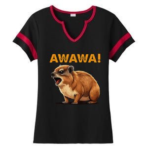 Awawa! Angry Screaming Hyrax Meme Retro Ladies Halftime Notch Neck Tee