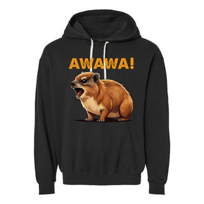Awawa! Angry Screaming Hyrax Meme Retro Garment-Dyed Fleece Hoodie