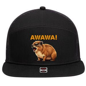 Awawa! Angry Screaming Hyrax Meme Retro 7 Panel Mesh Trucker Snapback Hat