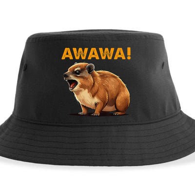 Awawa! Angry Screaming Hyrax Meme Retro Sustainable Bucket Hat