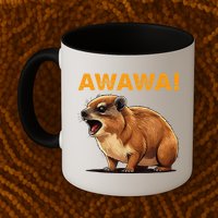 Awawa! Angry Screaming Hyrax Meme Retro Mug