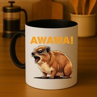 Awawa! Angry Screaming Hyrax Meme Retro Mug
