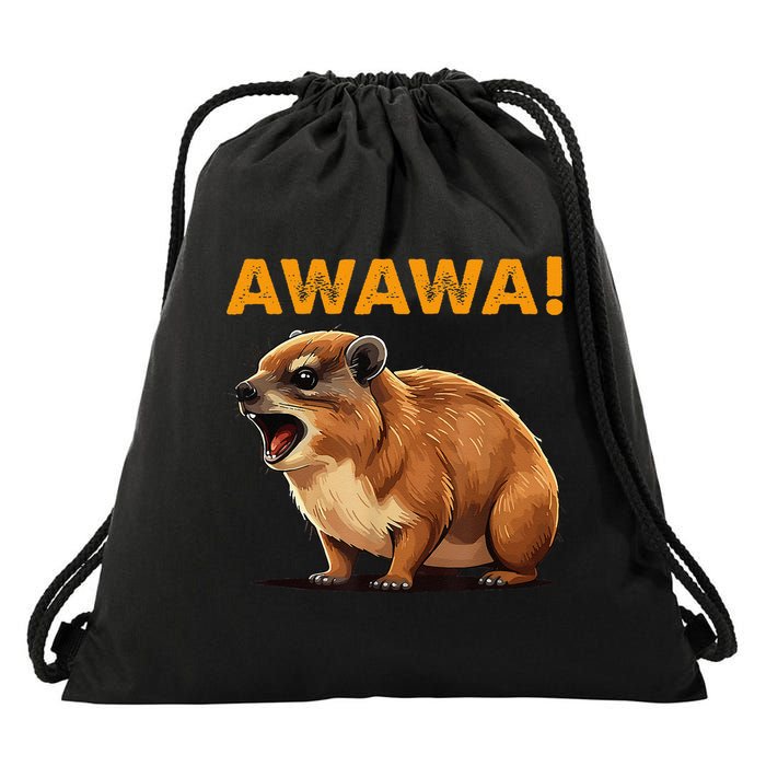 Awawa! Angry Screaming Hyrax Meme Retro Drawstring Bag