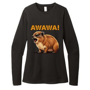 Awawa! Angry Screaming Hyrax Meme Retro Womens CVC Long Sleeve Shirt