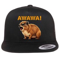 Awawa! Angry Screaming Hyrax Meme Retro Flat Bill Trucker Hat