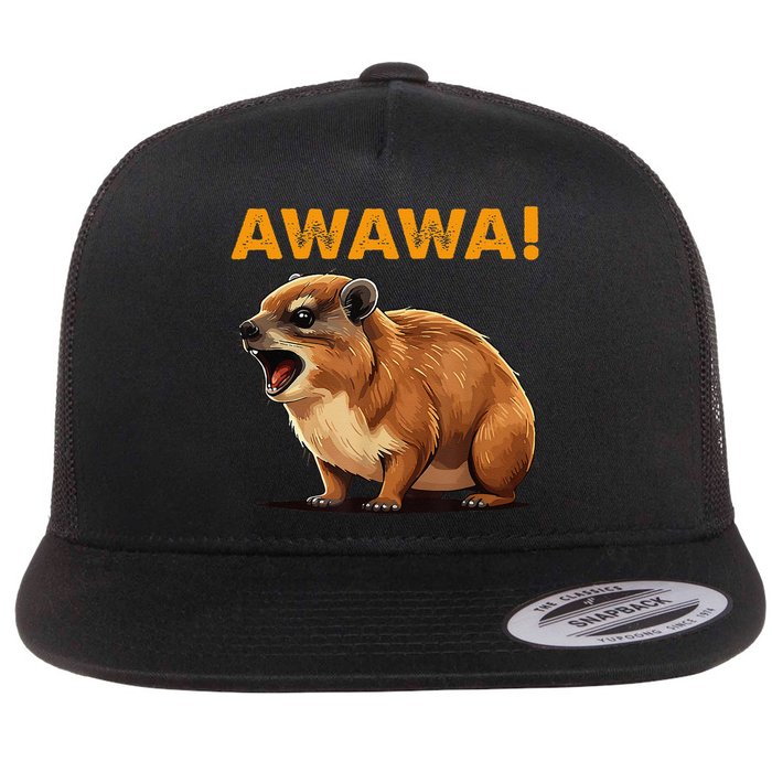 Awawa! Angry Screaming Hyrax Meme Retro Flat Bill Trucker Hat