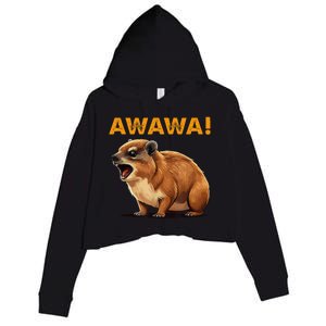 Awawa! Angry Screaming Hyrax Meme Retro Crop Fleece Hoodie