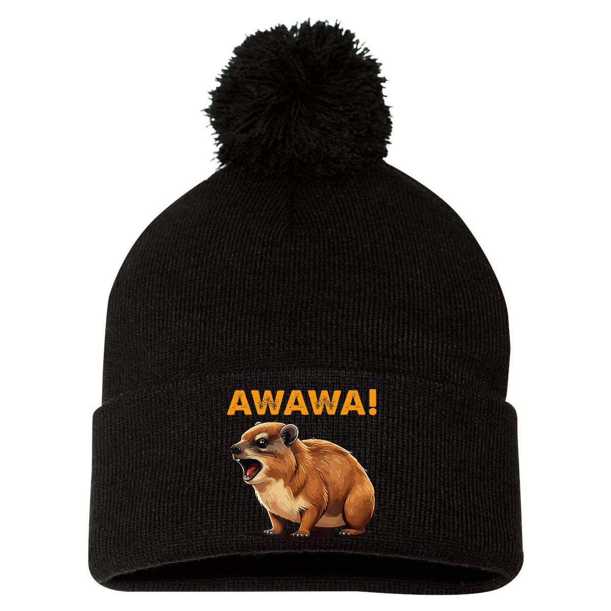Awawa! Angry Screaming Hyrax Meme Retro Pom Pom 12in Knit Beanie