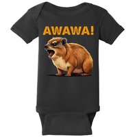 Awawa! Angry Screaming Hyrax Meme Retro Baby Bodysuit