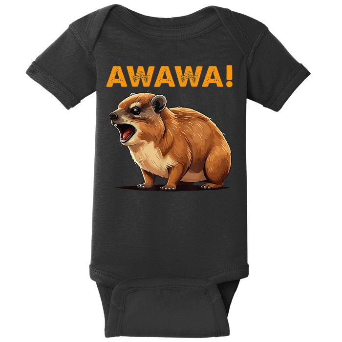 Awawa! Angry Screaming Hyrax Meme Retro Baby Bodysuit