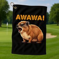 Awawa! Angry Screaming Hyrax Meme Retro Golf Towel